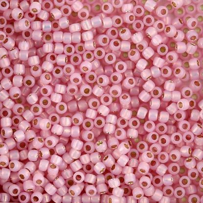 Picture of Size 8 Japanese Seed Beads, Gilt-lined Ice Pink (#555A), Approximately 25 Grams