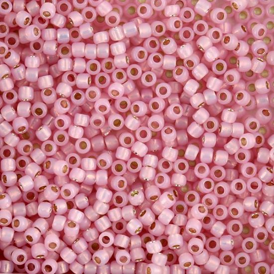 Picture of Size 8 Japanese Seed Beads, Gilt-lined Ice Pink (#555A), Approximately 25 Grams