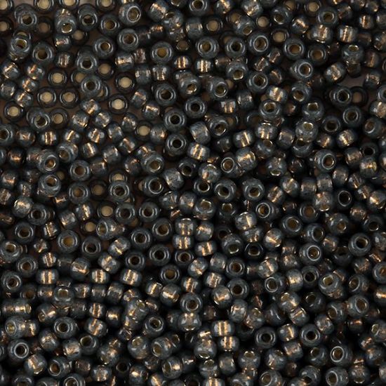 Picture of Size 8 Japanese Seed Beads, Gilt-lined Olive Grey (#590), Approximately 25 Grams