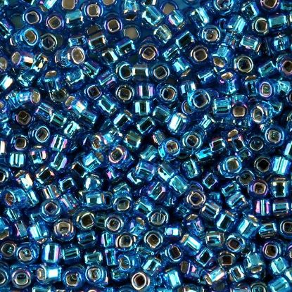 Picture of Size 8 Japanese Seed Beads, Silver-lined Blue Aurora Borealis (#633), Approximately 25 Grams