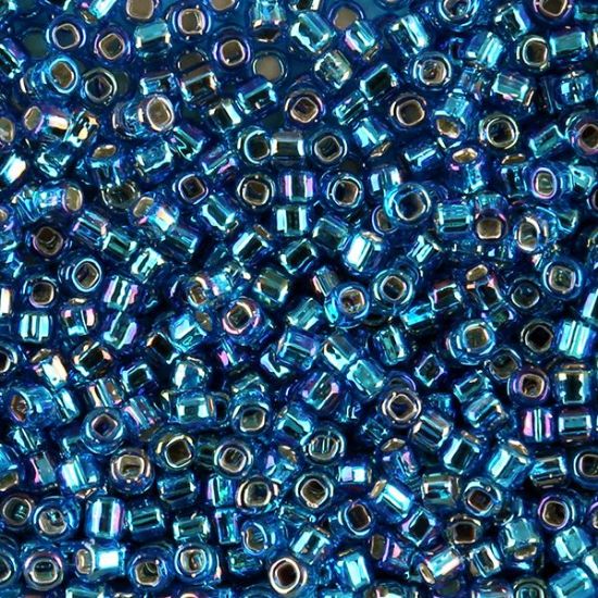 Picture of Size 8 Japanese Seed Beads, Silver-lined Blue Aurora Borealis (#633), Approximately 25 Grams