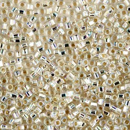 Picture of Size 8 Japanese Seed Beads, Silver-lined  Silver Aurora Borealis (#635), Approximately 25 Grams