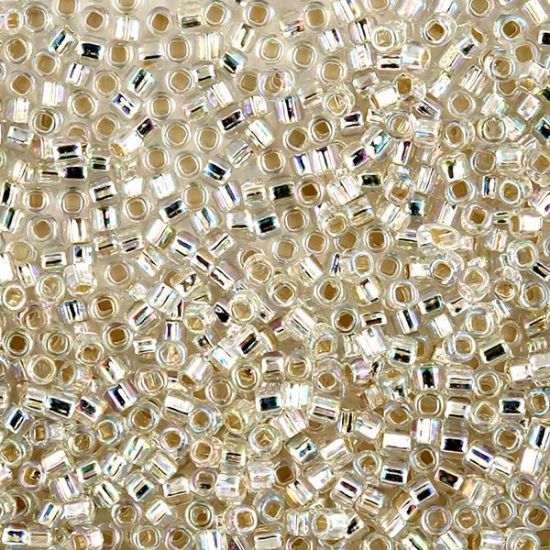 Picture of Size 8 Japanese Seed Beads, Silver-lined  Silver Aurora Borealis (#635), Approximately 25 Grams