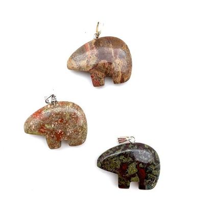 Picture of Pendant, Assorted Large Gemstone Bears with Bail, 22x30mm