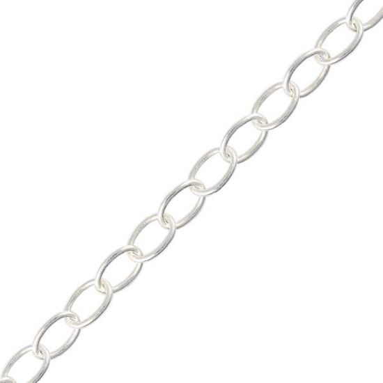 Picture of Sterling Silver Oval Cable Bulk Chain 3.32mm, Sold by the Foot