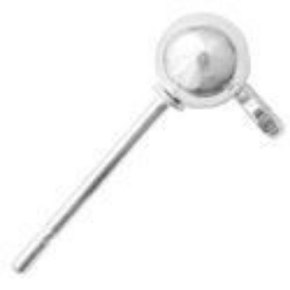 Picture of Silver Plated Ear Post w/ Ball 4mm<br />10 Pair