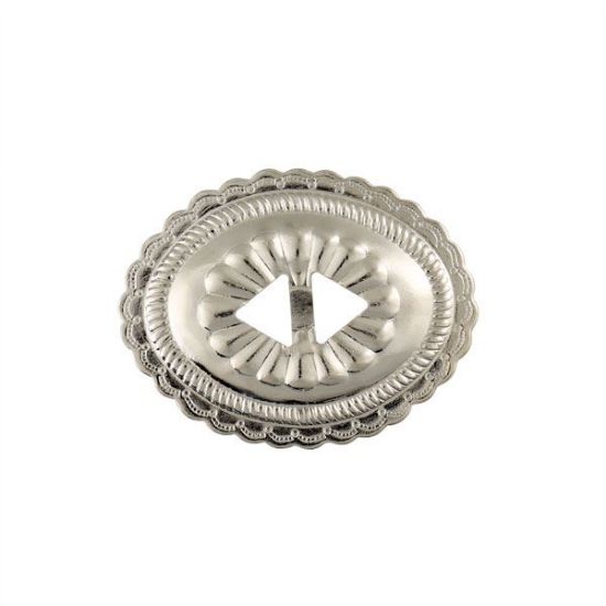 Picture of Nickel Silver Plated Sunburst Concho with Double Hole, 44x56mm, 10pcPkg