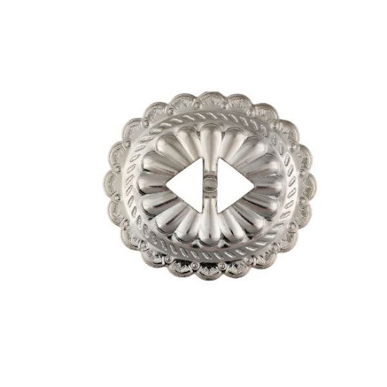 Picture of Nickel Silver Plated Sunburst Concho with Double Hole, 64x72mm, 10pcPkg