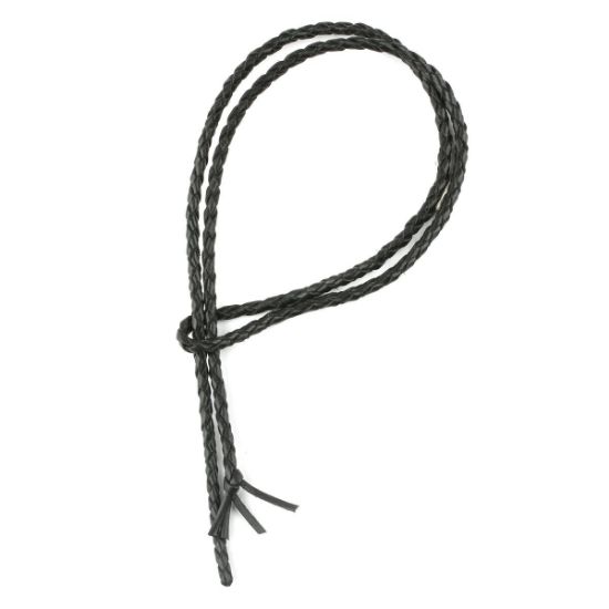 Picture of Handmade Premium Black Leather Bolo Cord, 4 Ply, 36" Length. Approx. 4-4.5mm Thick.