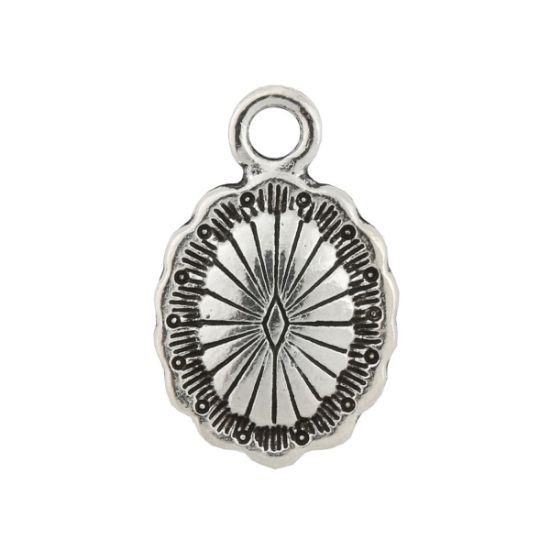 Picture of Silver Plated 12x15mm Concho 1 loop. 10 Conchos