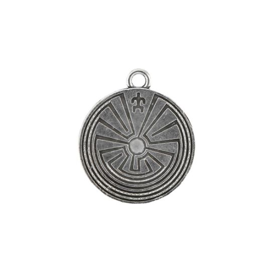 Picture of Silver Plated, 25mm, Man In Maze Charm. 4 Charms