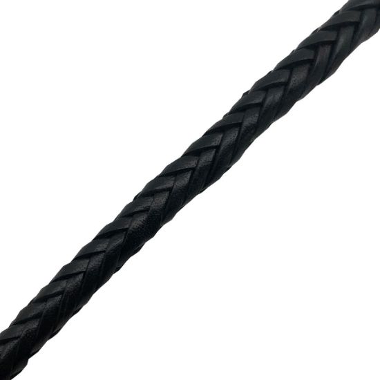 Picture of Handmade Flat Back - Black Leather Bolo Cord, 10 Ply, 46" Length, Approx. 8-8.5mm Thick.