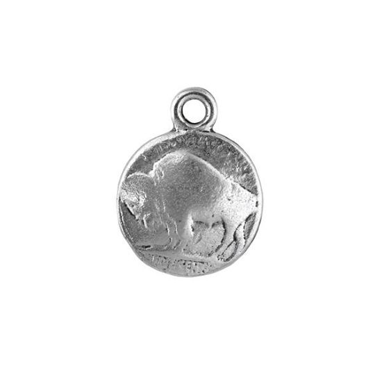 Picture of Silver Plated, 15mm, Buffalo Coin Charm, 10 Charms