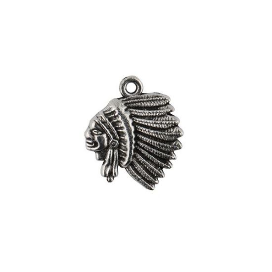 Picture of Silver Plated Base Metal, 18x22mm, Small Chief Pewter 10 Chiefs