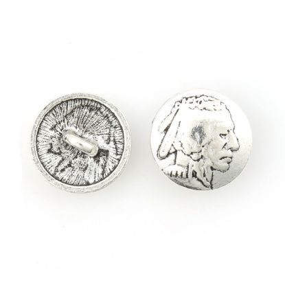 Picture of Base Metal, Indian Head 18mm Concho Button, 10 Buttons