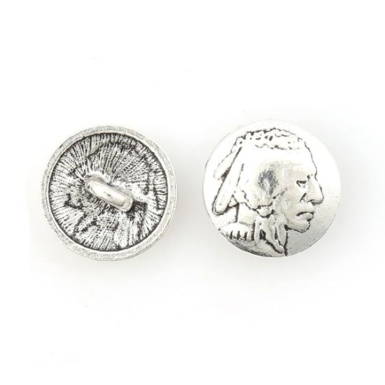 Picture of Base Metal, Indian Head 18mm Concho Button, 10 Buttons