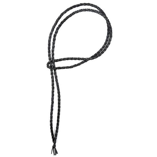 Picture of Handmade Black Leather Bolo Cord, 4 Ply, 46" Length. Approx. 4-4.5mm Thick.
