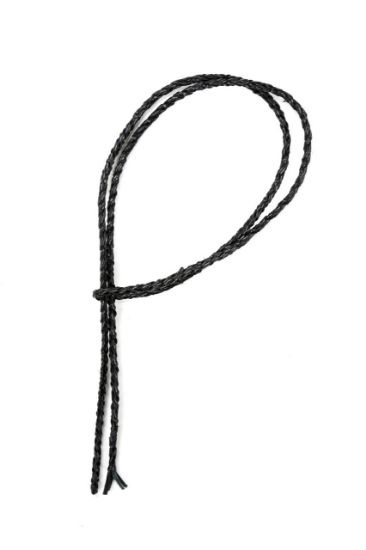 Picture of Handmade Black Leather Bolo Cord 4 Ply, 48" Length. Approx. 4-4.5mm Thick.