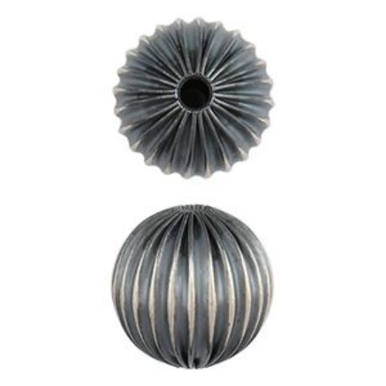 Picture of Sterling Silver Navajo Pearl Style by JCK, 16mm Round Corrugated Bead