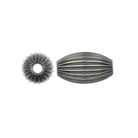 Picture of Sterling Silver Navajo Pearl Style by JCK, 5x10mm Melon Corrugated Bead