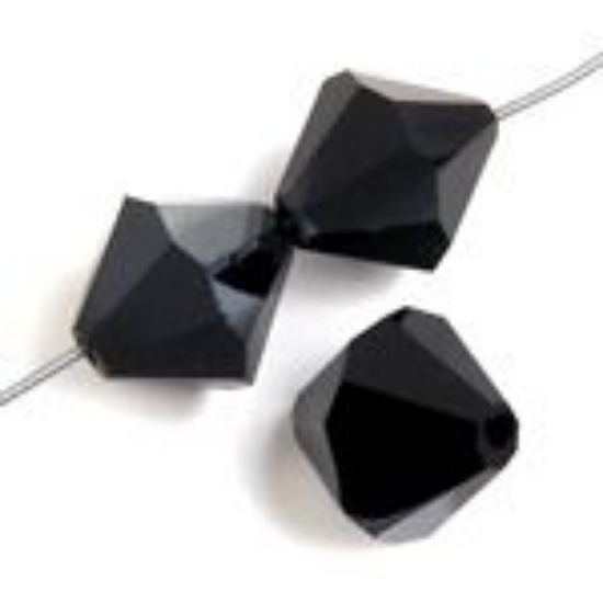 Picture of 6mm Preciosa Bi-Cone, Hematite Glass Beads, 5in Strand