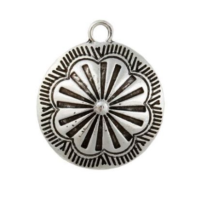 Picture of Silver Plated Ganado Concho Charm 25mm, 6pcs.