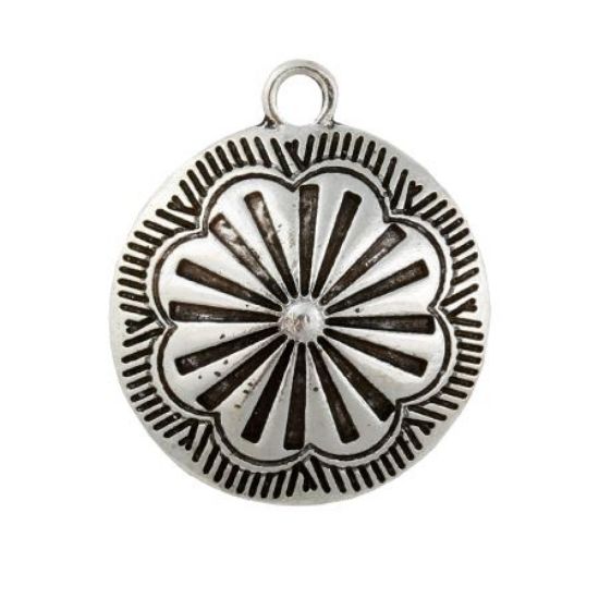 Picture of Silver Plated Ganado Concho Charm 25mm, 6pcs.