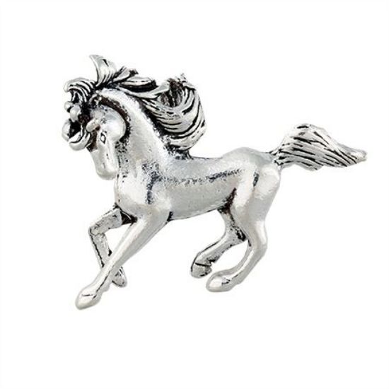 Picture of Silver Plated Horse  Pendant 25x30mm, 4pcs.