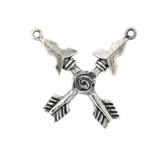 Picture of Sterling Silver Crossed Arrows Charm, 19x23mm 
