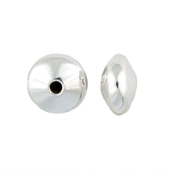 Picture of Sterling Silver Rondelle Hammered Bead, ID 1.8mm, 5.4x9.4mm