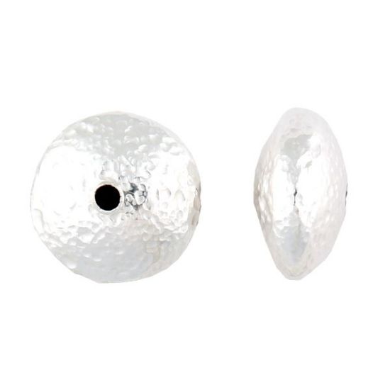 Picture of Sterling Silver Rondelle Hammered Bead, ID 1.6mm, 6.1x12mm