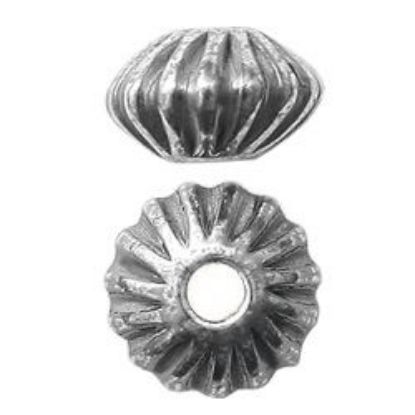 Picture of Sterling Silver Corrugated Rondelle Oxidized Beads 3mm, I.D. 0.9mm, 10 Beads