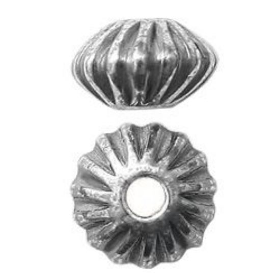 Picture of Sterling Silver Corrugated Rondelle Oxidized Beads 3mm, I.D. 0.9mm, 10 Beads