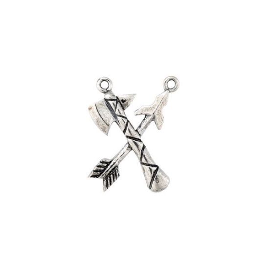 Picture of Sterling Silver Tomahawk and Arrow Charm, 16x20mm 