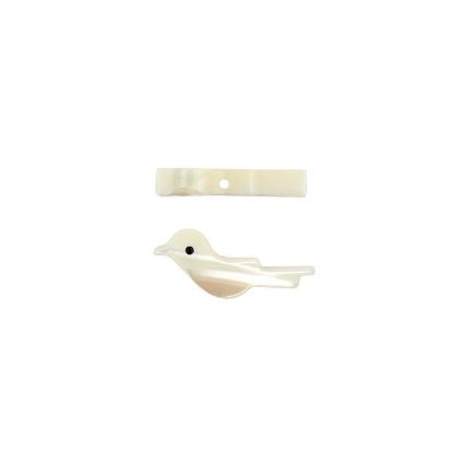 Picture of Mother of Pearl White, Top Drilled Bird, 10 pieces, Approximately 3x13mm