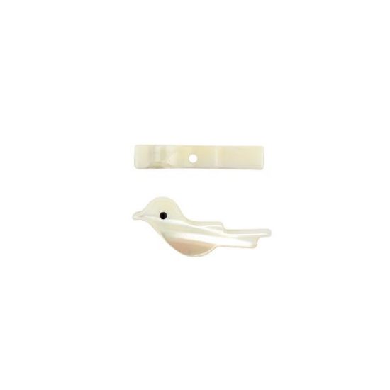 Picture of Mother of Pearl White, Top Drilled Bird, 10 pieces, Approximately 3x13mm