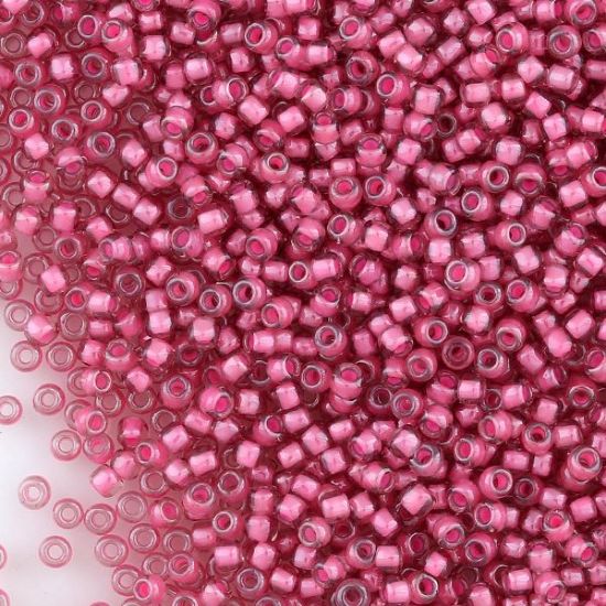 Picture of Size 11 Japanese Seed Beads, Crystal Colorlined Dust Rose (#395), Approximately 25 Grams