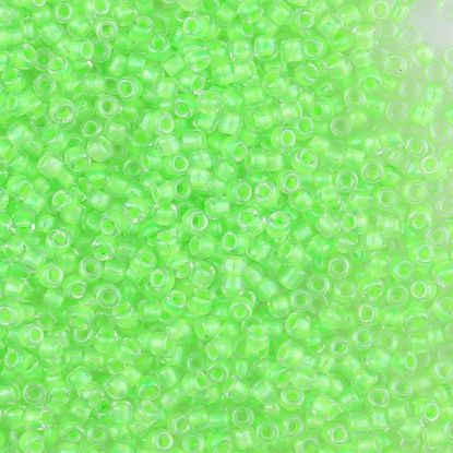 Picture of Size 11 Japanese Seed Beads, Crystal Neon Lime (#206B), Approximately 25 Grams