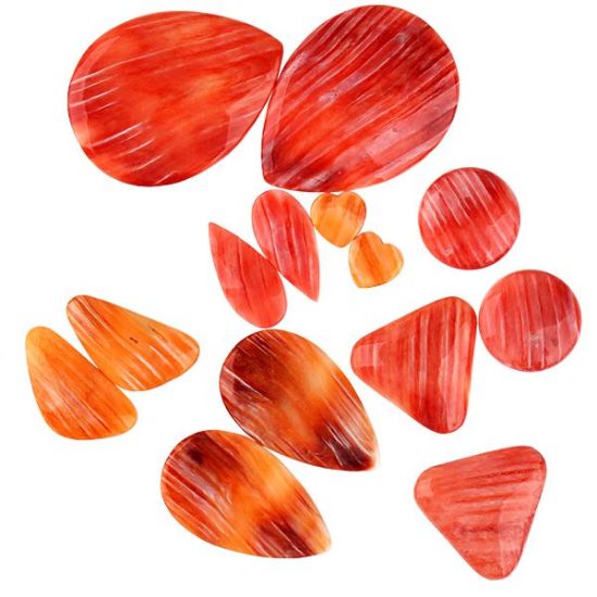 Picture of Assorted Red Orange Spiny Oyster Cabochons, No Back