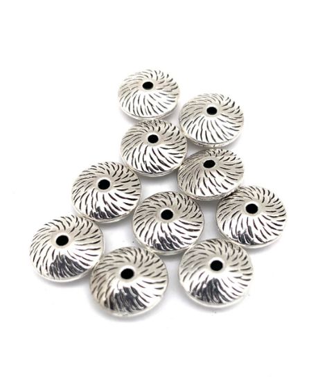 Picture of Silver Plated Swirl Rondelle Bead, 4x12mm