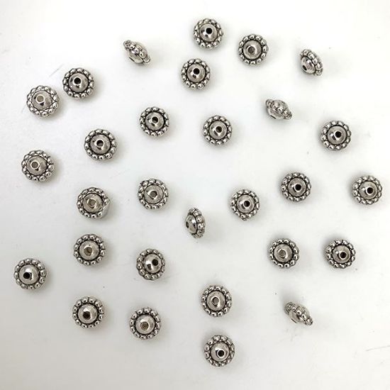 Picture of Silver Plated Oxidized Saturn Bead, 5x9mm