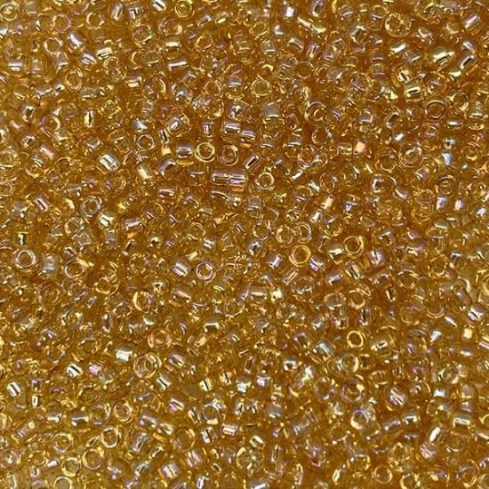 Picture of Size 11 Japanese Seed Beads, Transparent Topaz Aurora Borealis (#251A), Approximately 25 Grams