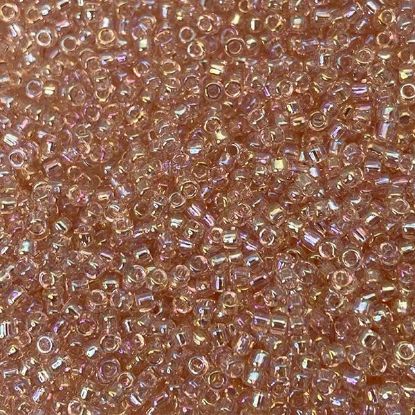 Picture of Size 11 Japanese Seed Beads, Transparent Champagne Aurora Borealis (#256A), Approximately 25 Grams