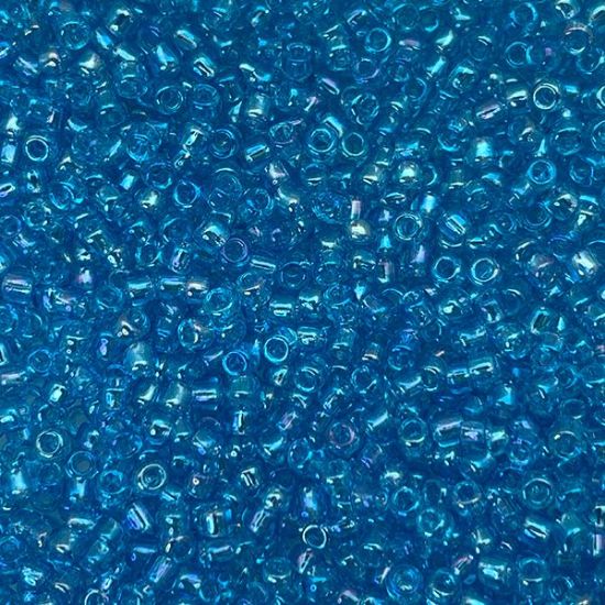 Picture of Size 11 Japanese Seed Beads, Transparent Light Blue Aurora Borealis (#260), Approximately 25 Grams
