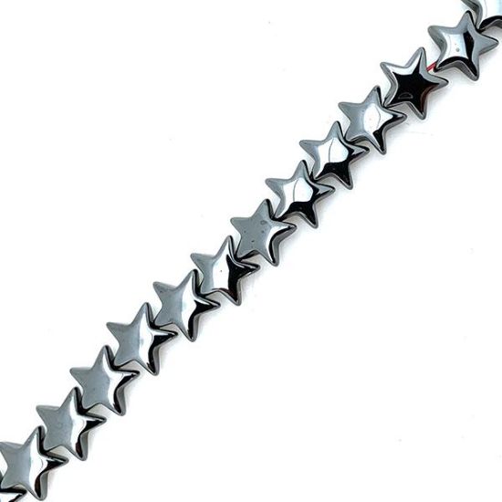 Picture of Hematine Puffed Star Bead 8mm, 16" Strand