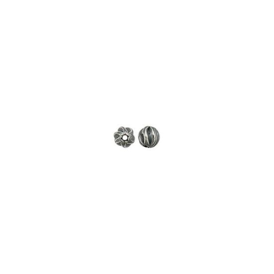 Picture of Sterling Silver Corrugated Twist Round Oxidized Beads 4mm, 1.2mm Hole<br />10 Beads