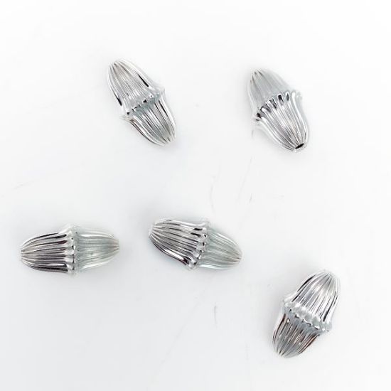 Picture of Sterling Silver Corrugated Melon Bead, 10x18mm
