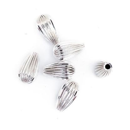 Picture of Sterling Silver Corrugated Drop Bead, 8.5x15mm