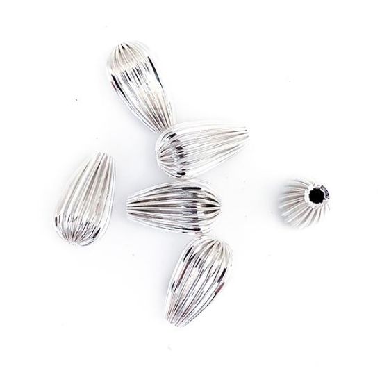 Picture of Sterling Silver Corrugated Drop Bead, 8.5x15mm