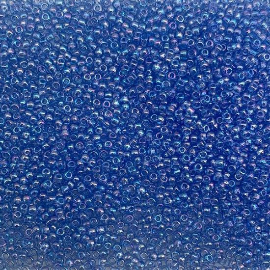 Picture of Size 11 Japanese Seed Beads, Transparent Dark Periwinkle AB (#260D) Approximately 25 Grams